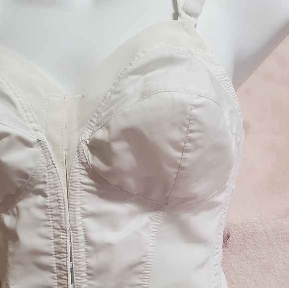 Vintage 60s White Bustier "Exquisite Fully" Hook & Eye, Adjustable Straps 34B - Picture 2 of 6